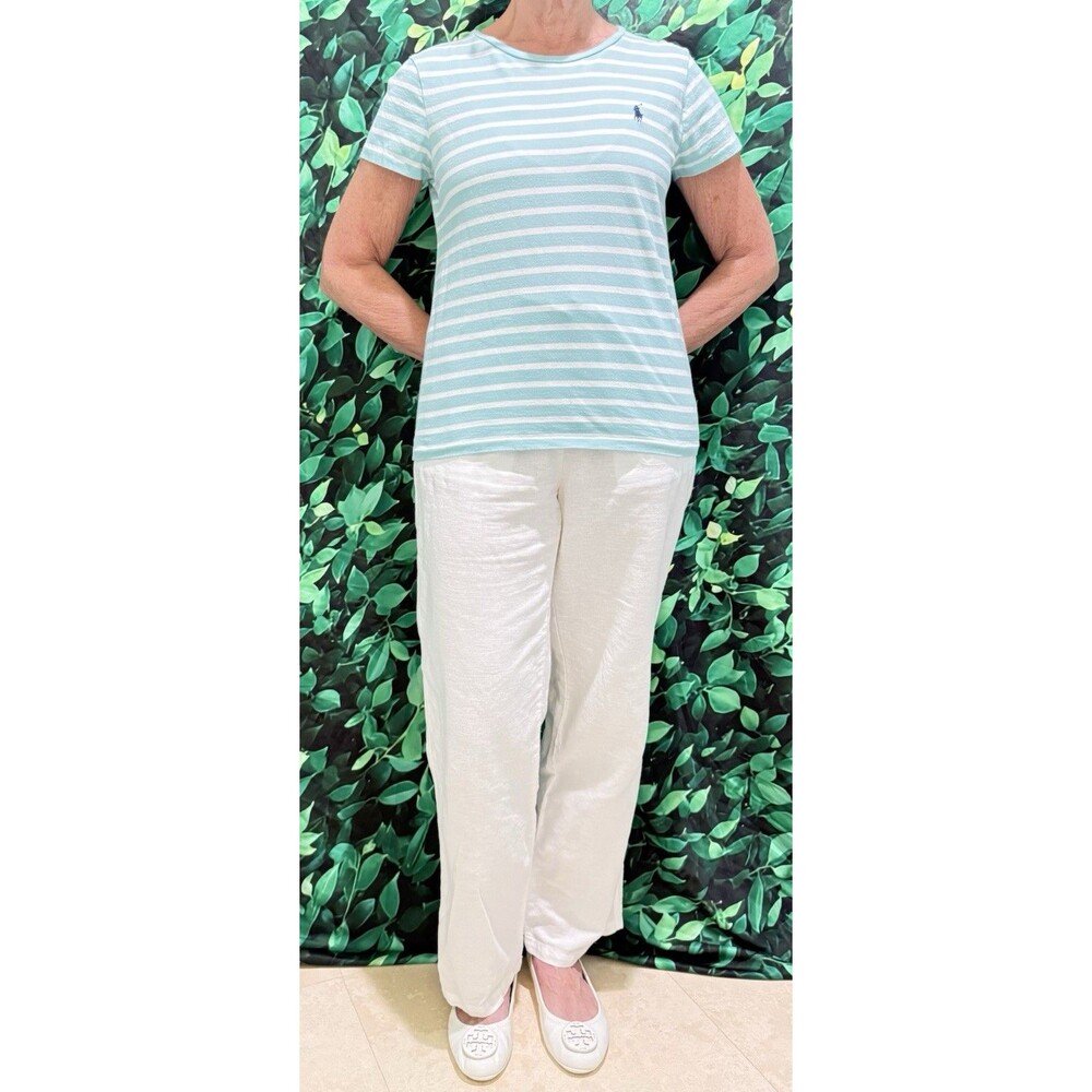 Polo Ralph Lauren Seafoam Green / Aqua & White Stripe Short Sleeve Tee Medium